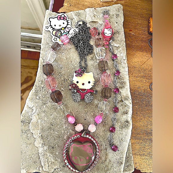 Hello Kitty Bundle Lot Vintage Jewelry Necklaces, Mini Watch, Sterling Bracelet - Picture 4 of 8